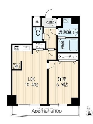ＡＲＣＯＢＡＬＥＮＯ　ＭＵＳＡＳＨＩＫＯＹＡＭＡ[1LDK/40.8m2]の間取図