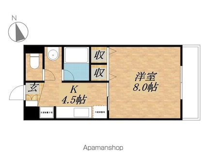 フロラシオン[1K/28.02m2]の間取図