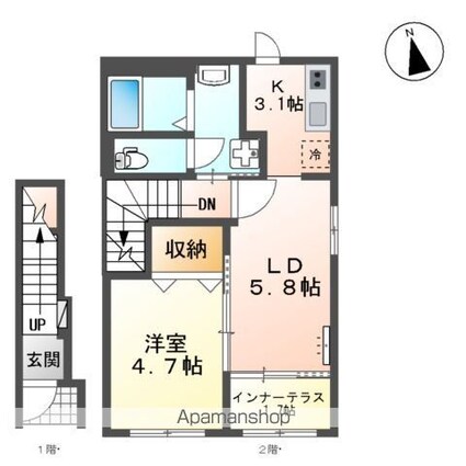 ジニアス瀬戸[1LDK/42.34m2]の間取図