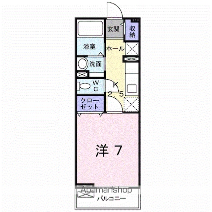 ルピエ紀三井寺[1K/26.11m2]の間取図