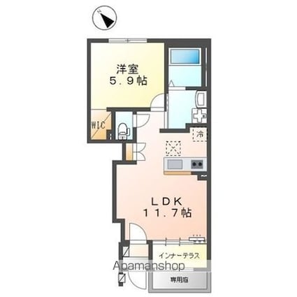 ボン　リヴィエール[1LDK/43.24m2]の間取図