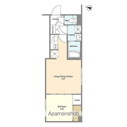 ウェルスクエアイズム千川Ⅱ[1LDK/31.64m2]の間取図