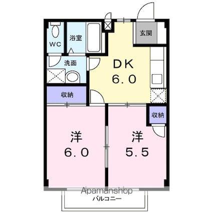 アリコ・ヴェールＢ[2DK/40.04m2]の間取図
