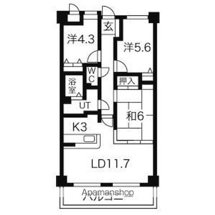 ダイアパレスウエストシティ[3LDK/68.52m2]の間取図