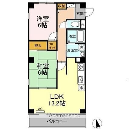 フォブール西公園[2LDK/59.06m2]の間取図