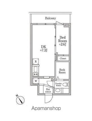 レジディア三宿[1DK/25.14m2]の間取図