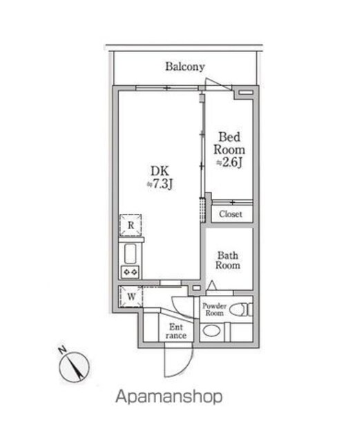 レジディア三宿[1DK/25.14m2]の間取図