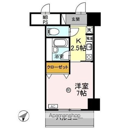 サンタウン竹鼻　Ａ[1K/25.2m2]の間取図
