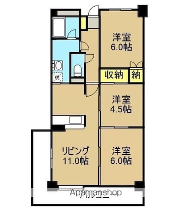 ヴィラ・クレドール[3LDK/67.1m2]の間取図