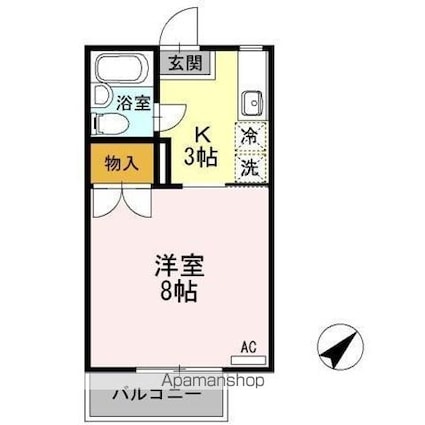 香川県高松市東ハゼ町[1K/23.2m2]の間取図