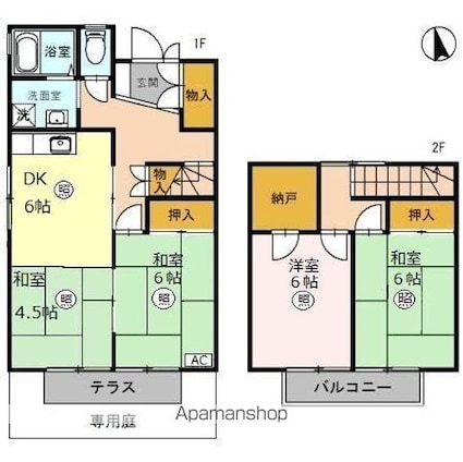 豊岡タウンハウス　Ｄ棟[4DK/77.01m2]の間取図