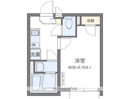 クレイノ東新宿[1K/20.01m2]の間取図