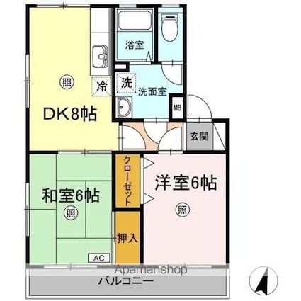 レコルト福田Ｉ[2DK/46.77m2]の間取図