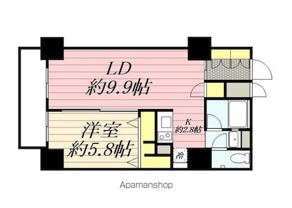 ＨＦ駒沢公園レジデンスＴＯＷＥＲ[1LDK/41.75m2]の間取図
