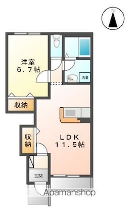 グレーシアＳ．Ｓ[1LDK/44.95m2]の間取図
