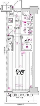 東京都江東区福住２丁目[1K/25.4m2]の間取図