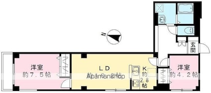 仮）ユアメゾン神保町[2LDK/59.64m2]の間取図