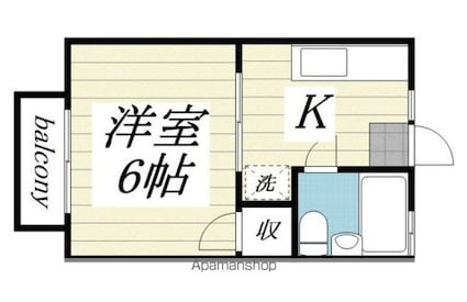 フローラル花霞[1K/19.68m2]の間取図