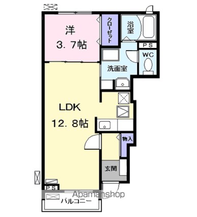 ルミーナ川前[1LDK/42.09m2]の間取図