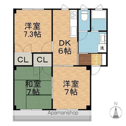 ハイツ土屋[3DK/60.75m2]の間取図