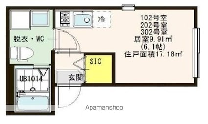 ポルージュ小岩[1R/17.18m2]の間取図