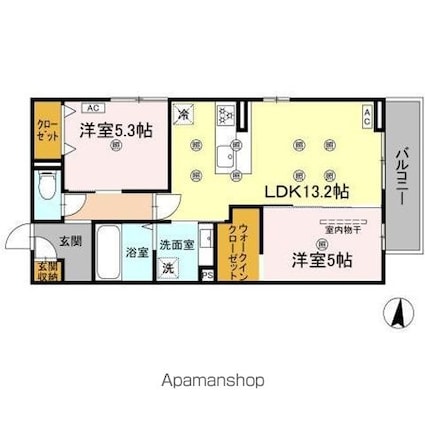 クランツ北井門Ａ[2LDK/57.78m2]の間取図