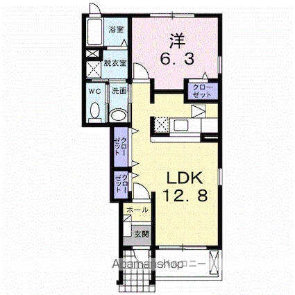 スウィート・Ｍ[1LDK/46.49m2]の間取図