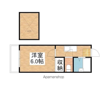 フラワーパレス下中野[1K/22m2]の間取図