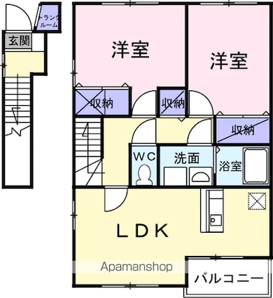 ヒューゲルヴィラ[2LDK/63.46m2]の間取図
