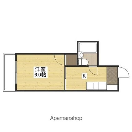 広島県広島市西区草津東１丁目[1K/19.44m2]の間取図