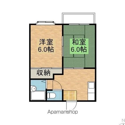 シャルムカミスＡＢＣ[2DK/34.78m2]の間取図