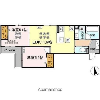 ＤーＲＯＯＭ　ｖｉｌｌａ[2LDK/52.01m2]の間取図