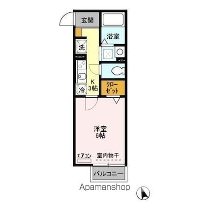 ポラリス[1K/22.79m2]の間取図