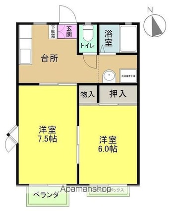 ユニオンシティ[2K/39.66m2]の間取図