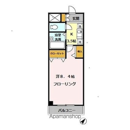 コアロード春日[1K/25.09m2]の間取図