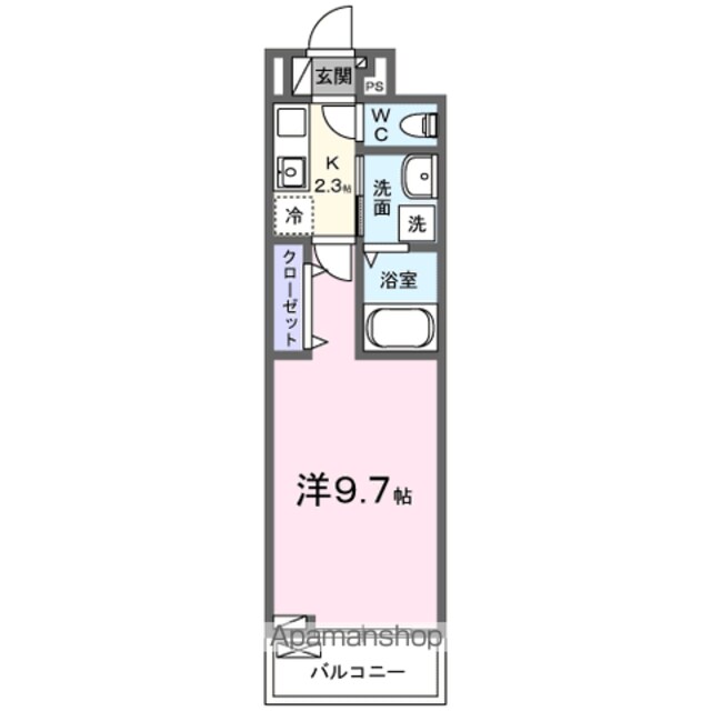Ｗｅｓｔ　Ｐｒｉｍａｒｙ[1K/28.87m2]の間取図