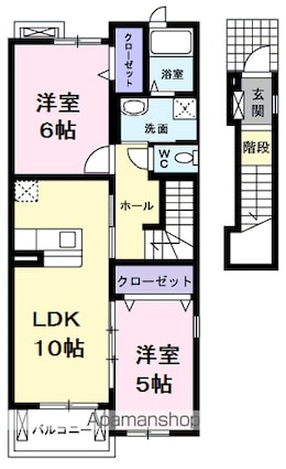 プラシードアルバ[2LDK/54.67m2]の間取図