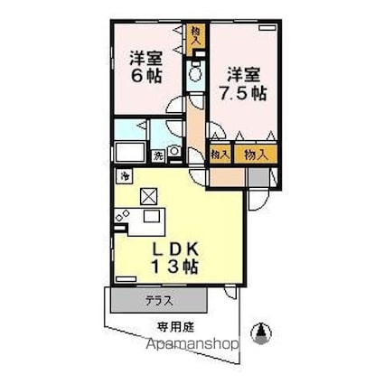 セジュール船橋　ＷＡＩＰＩＯ[2LDK/59.58m2]の間取図