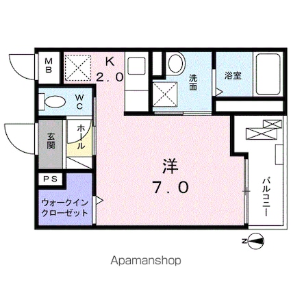 ＬａＰｉａｚｚａ　ｉ[1R/26.45m2]の間取図