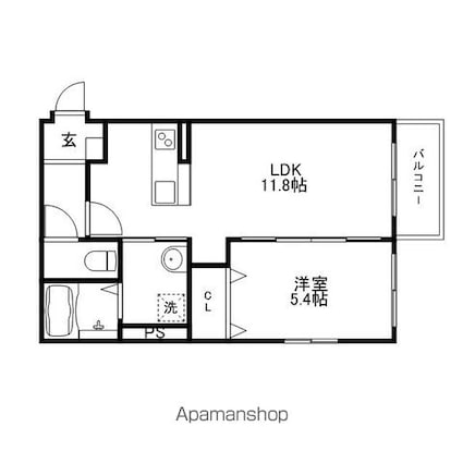 ハートフルプリムラ[1LDK/41.82m2]の間取図