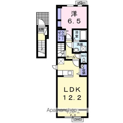 ボヌール　メゾン[1LDK/51.34m2]の間取図