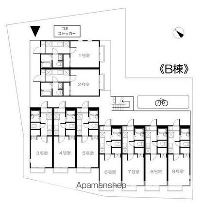エスレーヴＢ[1K/21m2]の配置図