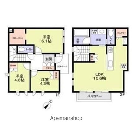 練馬区南田中３丁目戸建Ｂ棟[3LDK/77m2]の間取図
