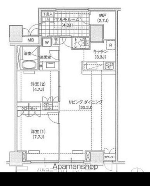 Ｂｒｉｌｌｉａ　ｉｓｔ　東雲キャナルコート[2LDK/80.63m2]の間取図