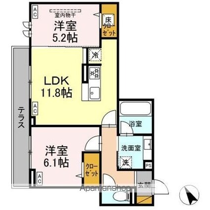ＤーＲａｆｆｉｎｅ[2LDK/55.03m2]の間取図