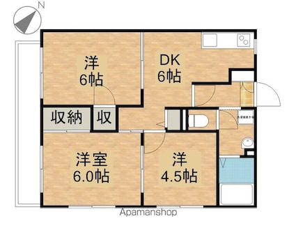 緑山ハイツＡ[3DK/48.36m2]の間取図