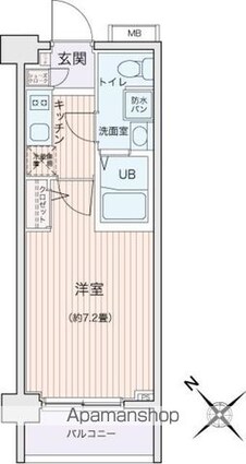 エコロジー都立大学レジデンス[1K/22.04m2]の間取図