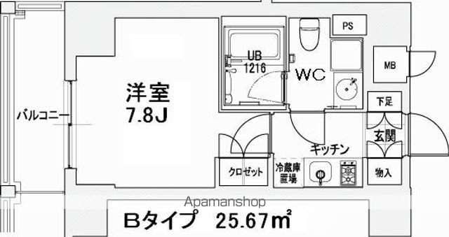 エスティメゾン王子[1K/25.54m2]の間取図