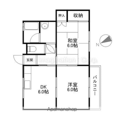 第２コーポＺＥＮ[2DK/43.37m2]の間取図