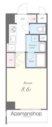 クレール南町[1K/28.45m2]の間取図